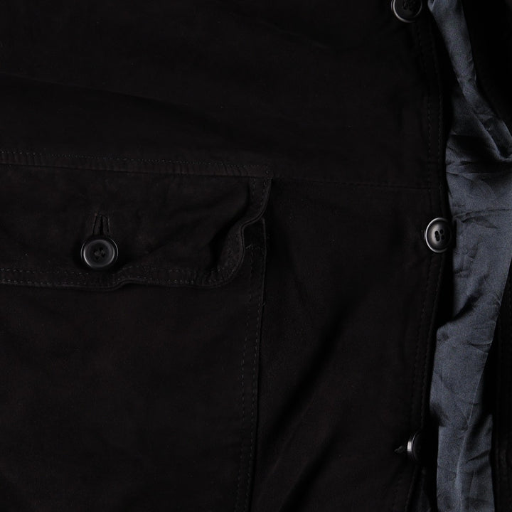 Balster Jacket, Suede Leather Blouson, Men's XL Genuine Leather Suede Leather black type Vintage Second Hand