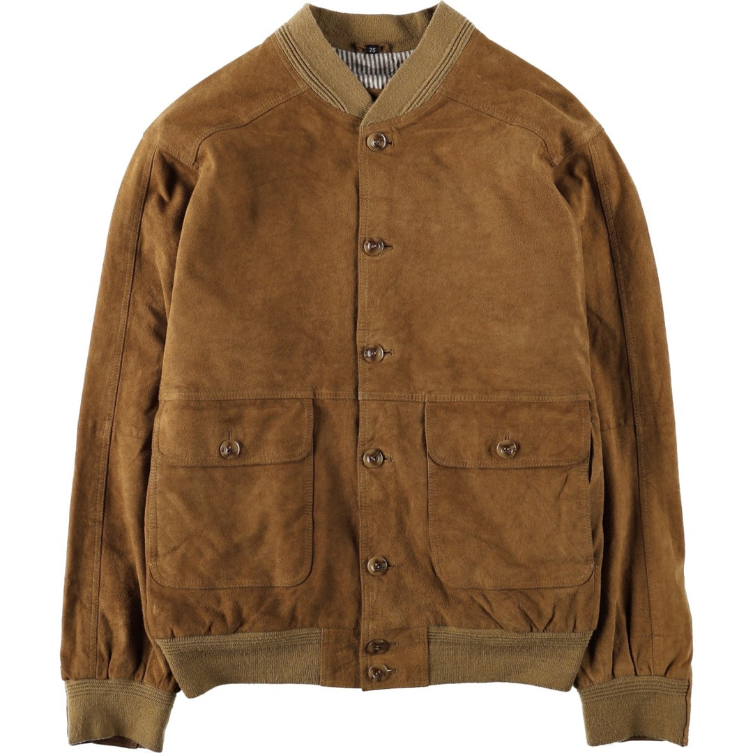 ebcompany Suede Leather Blouson, Men's Size XL (approx.) Genuine Leather Suede Leather Khaki type beige Vintage Second Hand