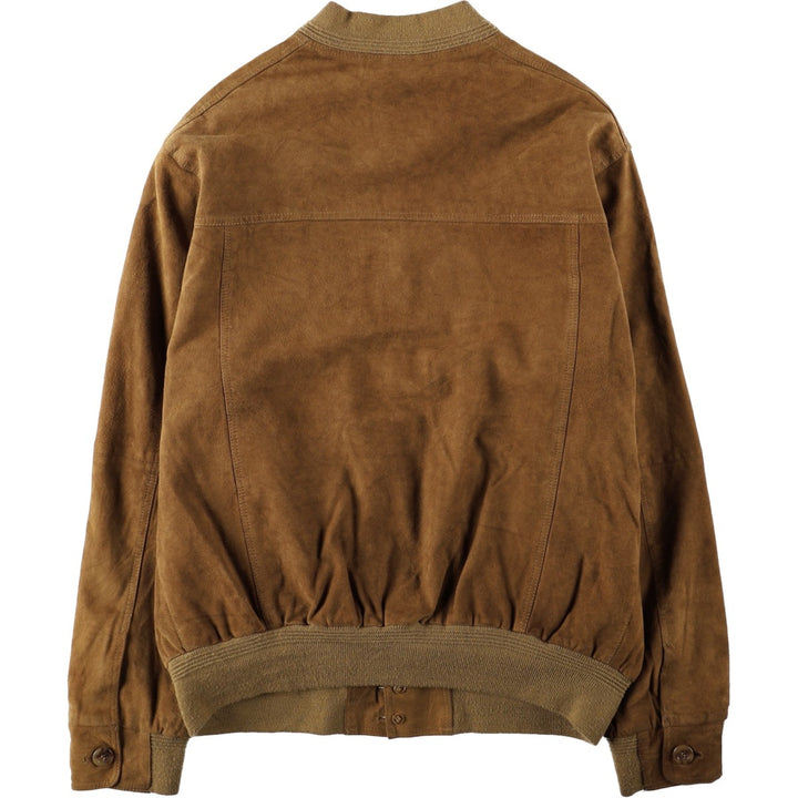 ebcompany Suede Leather Blouson, Men's Size XL (approx.) Genuine Leather Suede Leather Khaki type beige Vintage Second Hand