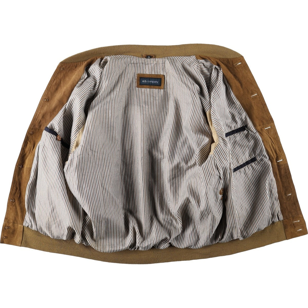 ebcompany Suede Leather Blouson, Men's Size XL (approx.) Genuine Leather Suede Leather Khaki type beige Vintage Second Hand