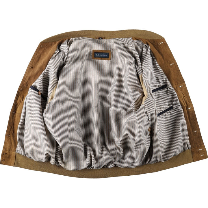 ebcompany Suede Leather Blouson, Men's Size XL (approx.) Genuine Leather Suede Leather Khaki type beige Vintage Second Hand