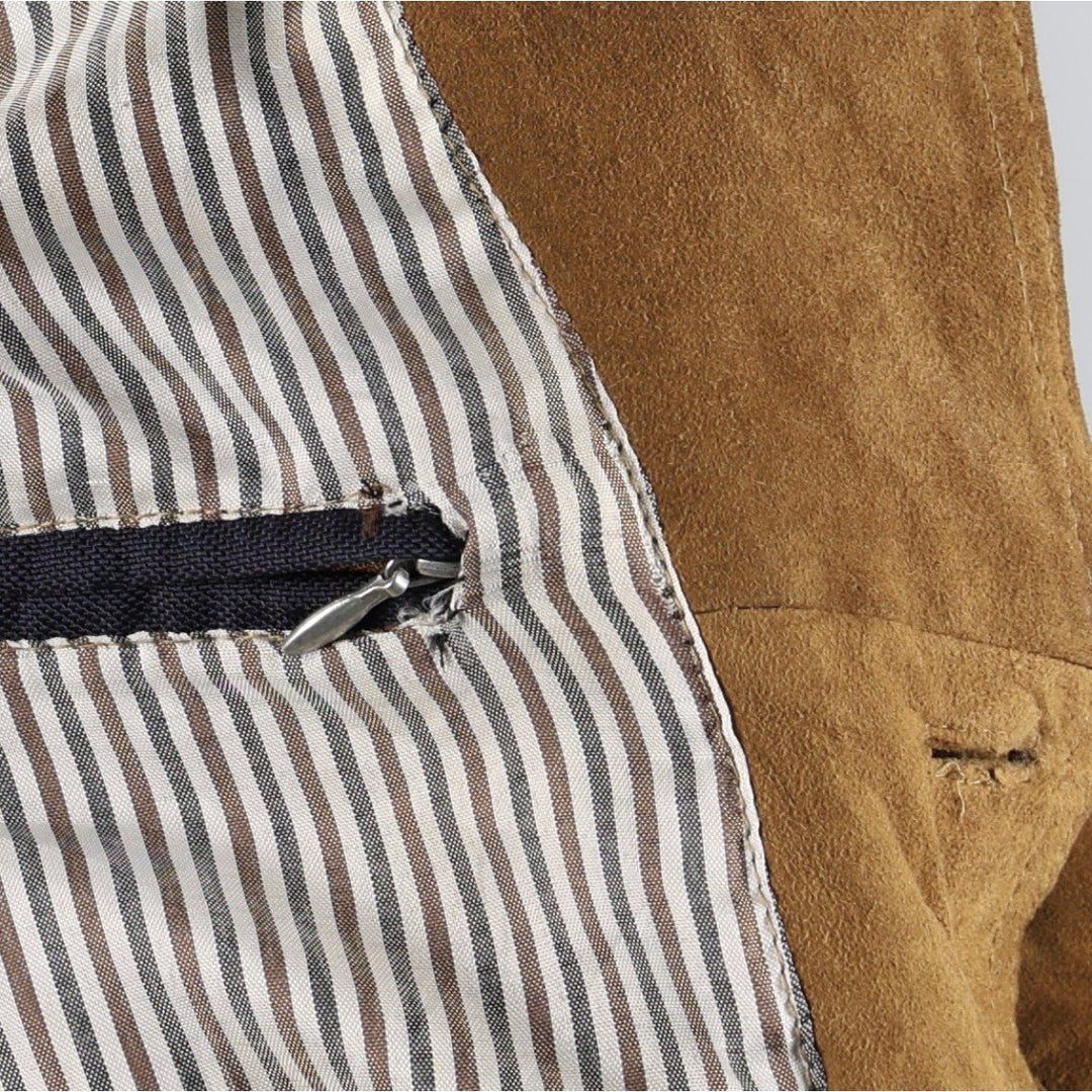 ebcompany Suede Leather Blouson, Men's Size XL (approx.) Genuine Leather Suede Leather Khaki type beige Vintage Second Hand