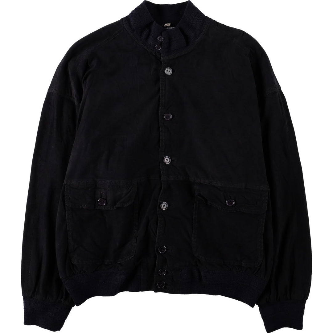 Balster Jacket, Suede Leather Blouson, Men's XL Genuine Leather Suede Leather black type Vintage Second Hand