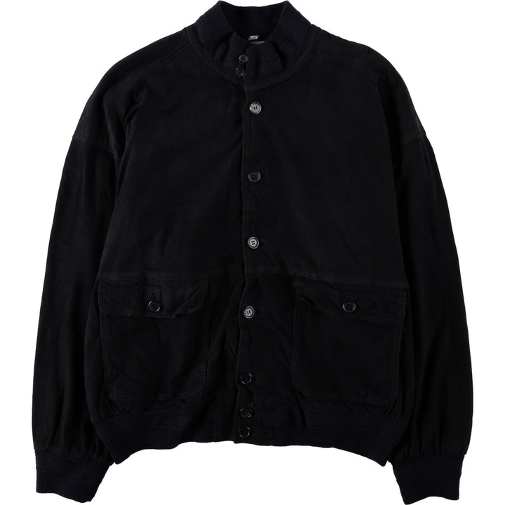 Balster Jacket, Suede Leather Blouson, Men's XL Genuine Leather Suede Leather black type Vintage Second Hand