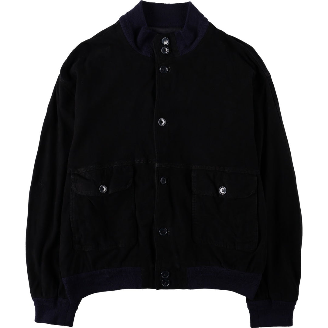 Balster Jacket, Suede Leather Blouson, Made in Italy, Men's XL Genuine Leather Suede Leather black type Vintage Second Hand