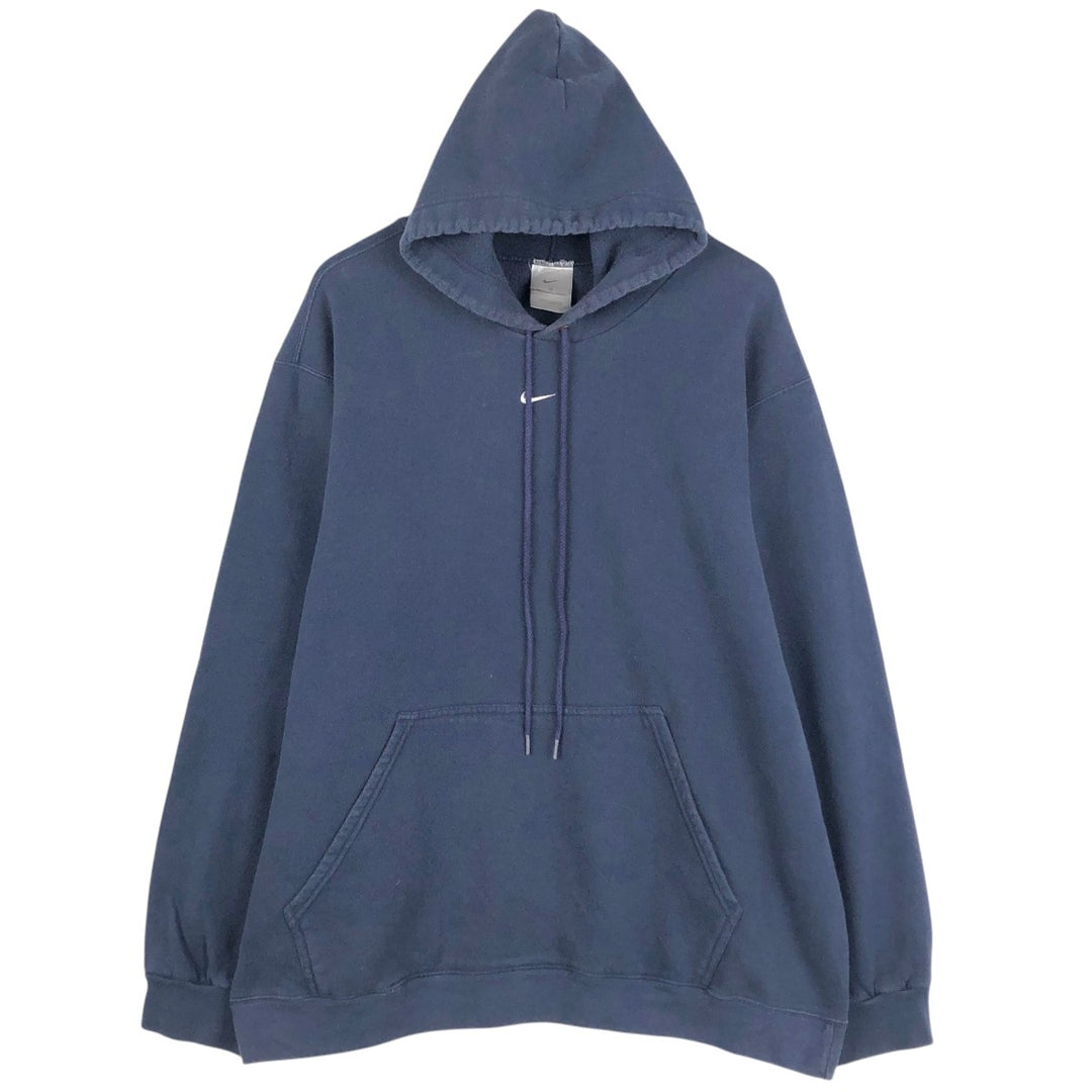 Nike Center Logo Sweat Pullover Hoodie, Men's XL cotton navy blue type Vintage Second Hand
