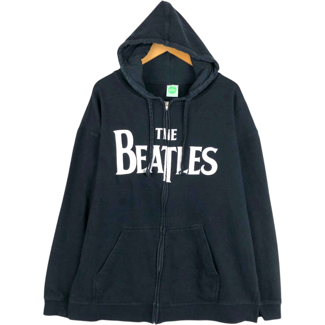 2000'S THE BEATLES Band Sweatshirt Full-Zip Hoodie, Men's XXL equivalent. cotton black type Vintage Second Hand