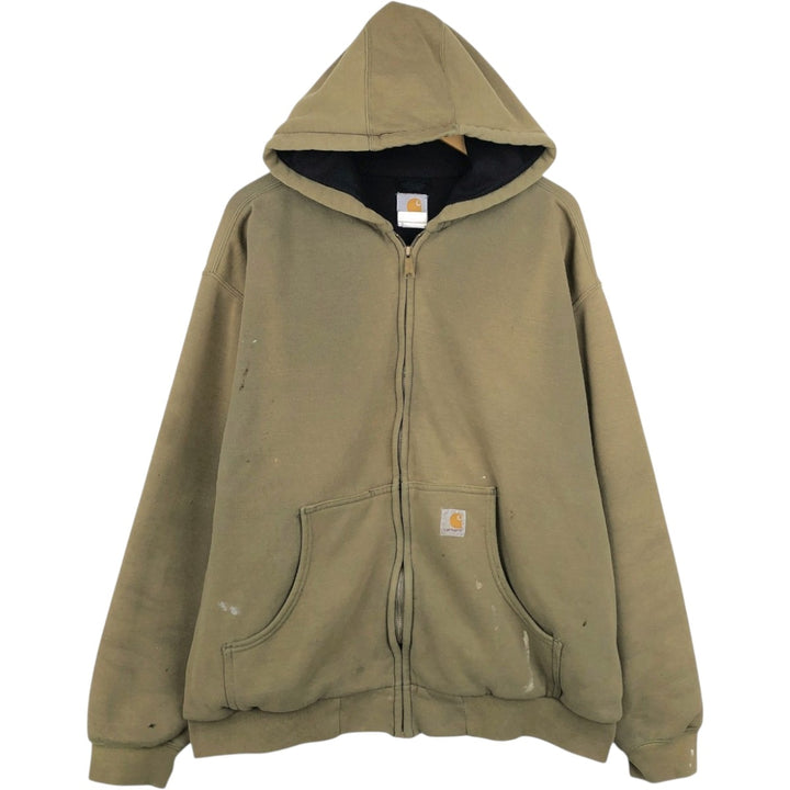 Carhartt Sweat Full Zip Hoodie Men's XXL unclear Khaki type Vintage Second Hand