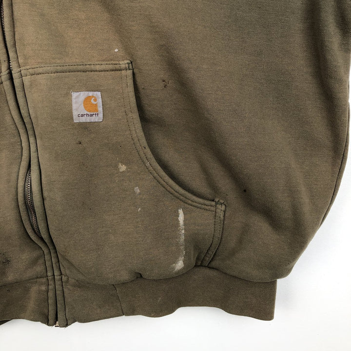 Carhartt Sweat Full Zip Hoodie Men's XXL unclear Khaki type Vintage Second Hand