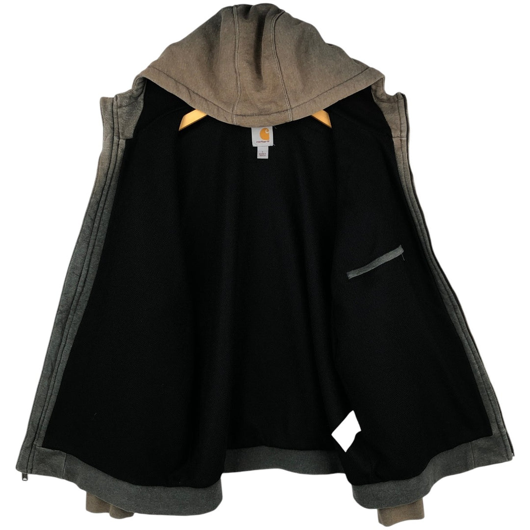Carhartt Sweat Full Zip Hoodie Men's L size unclear Charcoal Vintage Second Hand