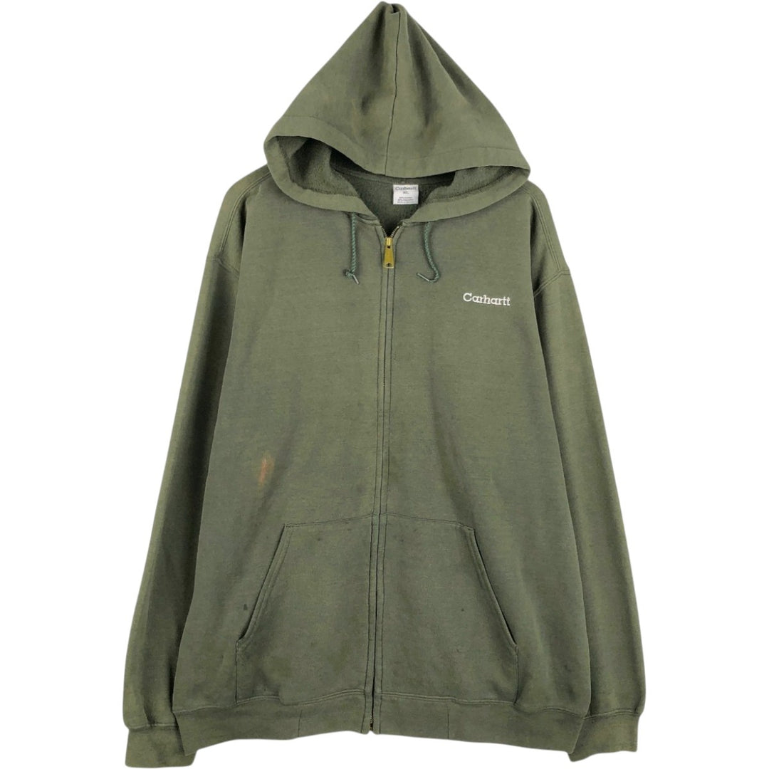 Carhartt Sweat Full Zip Hoodie Men's XL cotton green type Vintage Second Hand