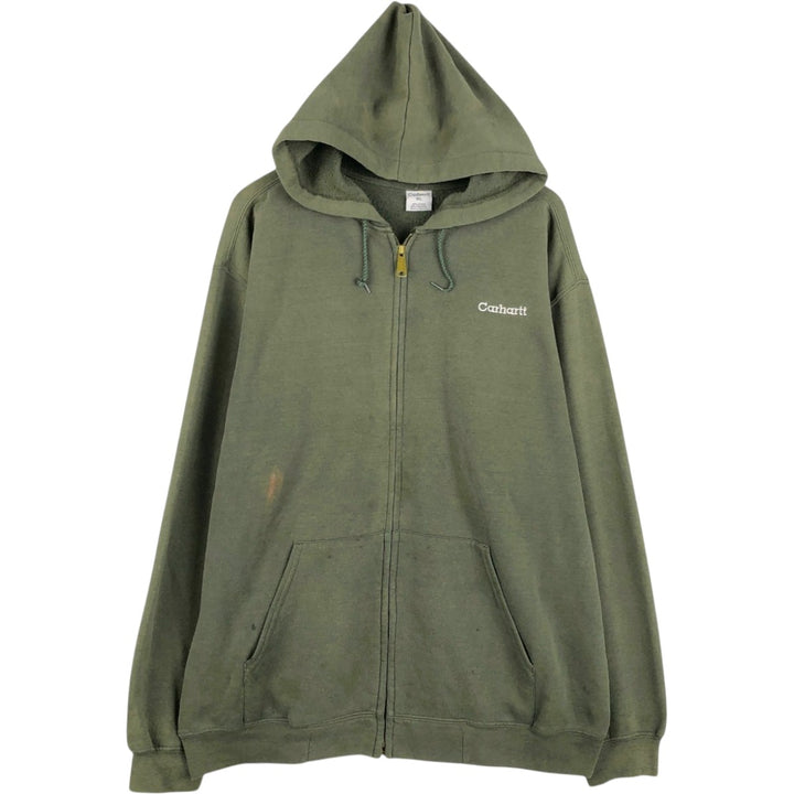 Carhartt Sweat Full Zip Hoodie Men's XL cotton green type Vintage Second Hand