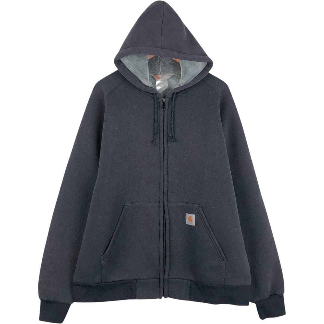 Carhartt Sweat Full Zip Hoodie Men's XXL cotton navy blue type Vintage Second Hand