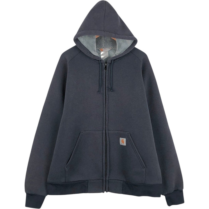 Carhartt Sweat Full Zip Hoodie Men's XXL cotton navy blue type Vintage Second Hand
