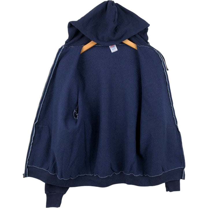 80'S Russell JERZEES Jerseys Sweat Full Zip Hoodie Made in USA Men's L Size Vintage polyester navy blue type Vintage Second Hand