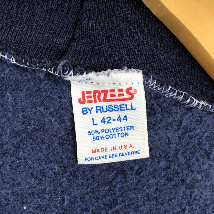 80'S Russell JERZEES Jerseys Sweat Full Zip Hoodie Made in USA Men's L Size Vintage polyester navy blue type Vintage Second Hand