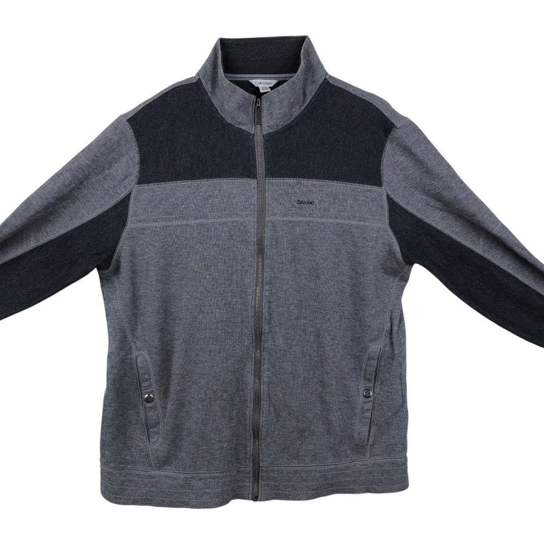 Calvin Klein full-zip sweatshirt, men's size L cotton Charcoal Vintage Second Hand