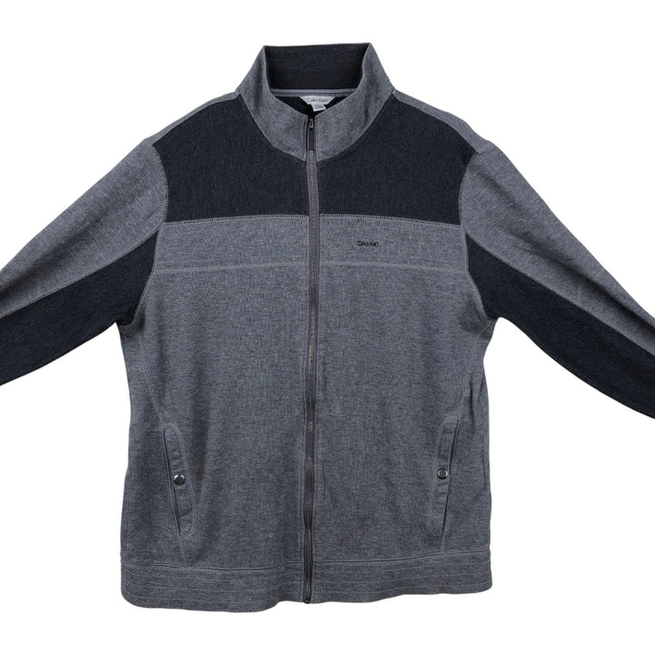 Calvin Klein full-zip sweatshirt, men's size L cotton Charcoal Vintage Second Hand
