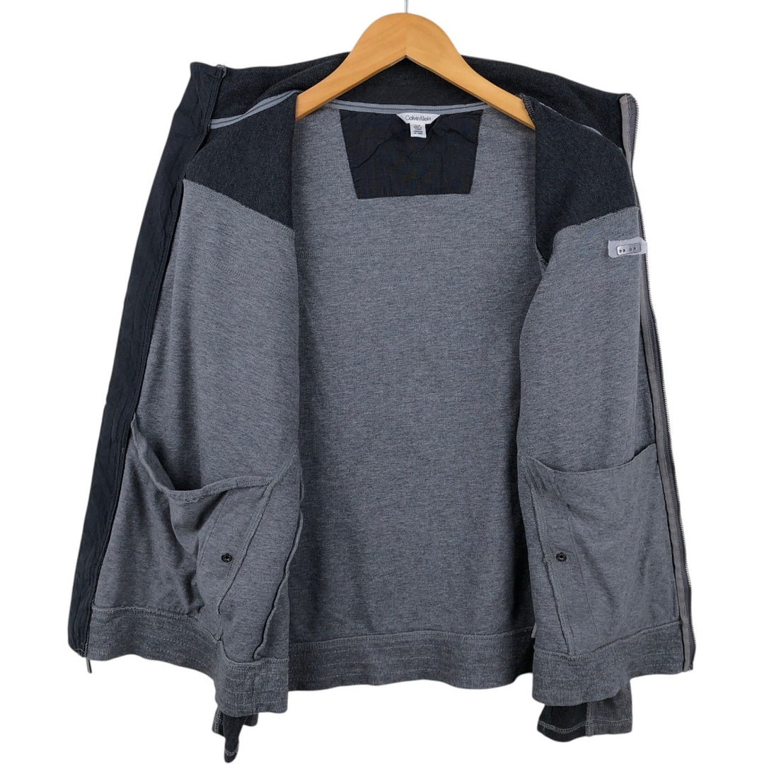 Calvin Klein full-zip sweatshirt, men's size L cotton Charcoal Vintage Second Hand