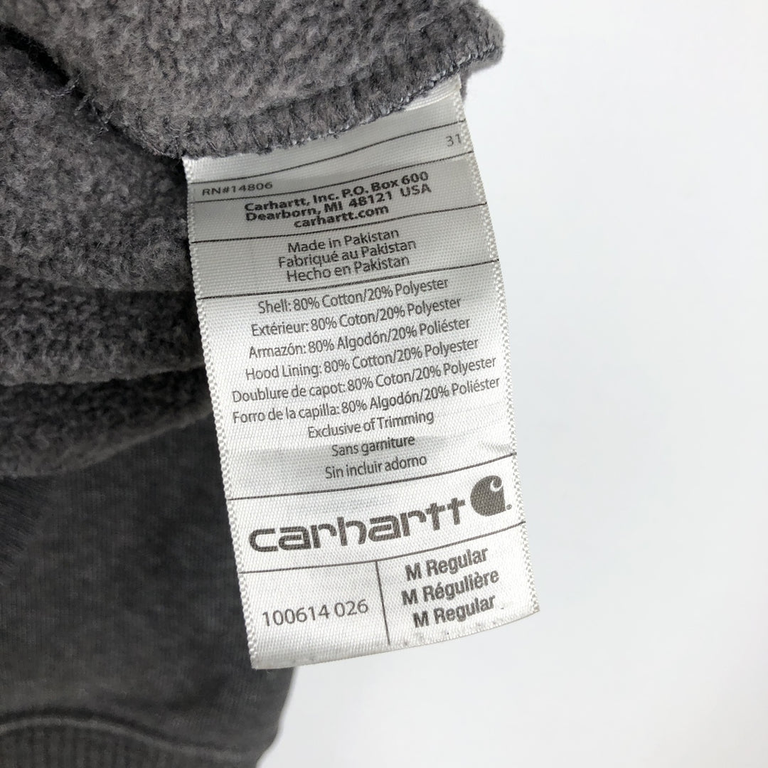 Carhartt ORIGINAL FIT sweat full zip hoodie, men's size M cotton Charcoal Vintage Second Hand