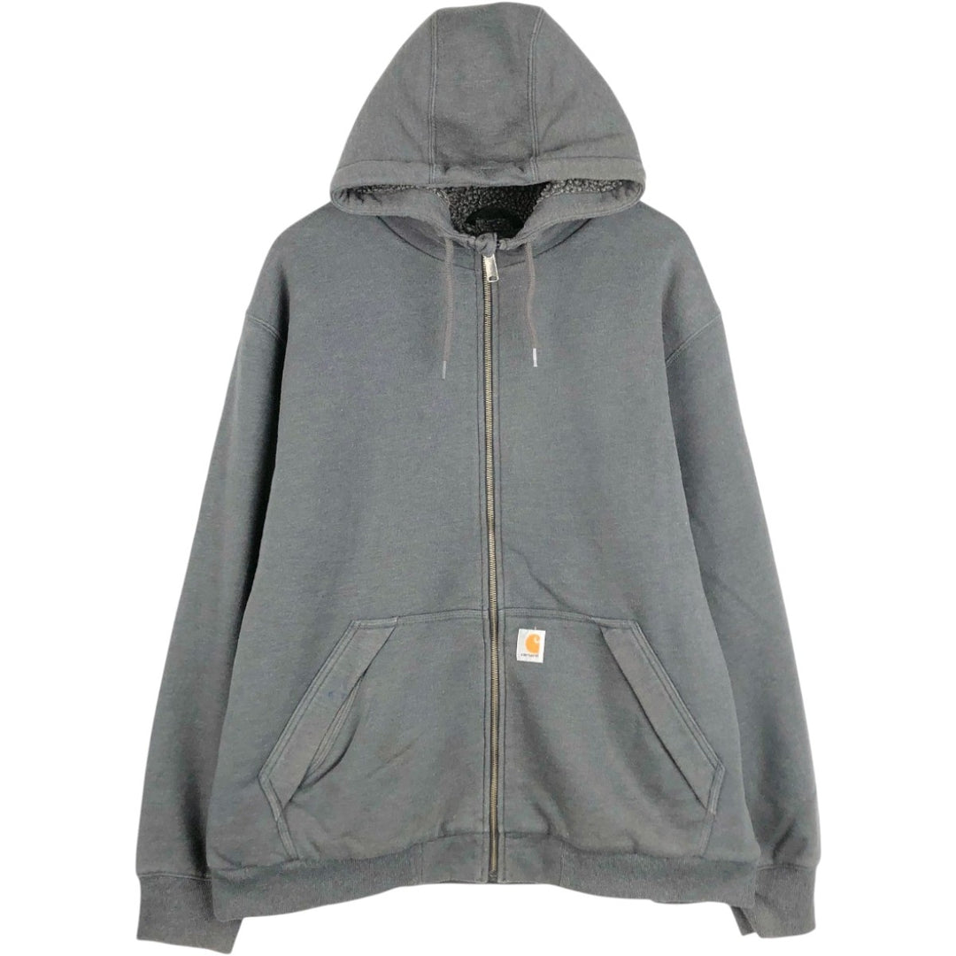 Carhartt Relaxed Fit Sweat Full Zip Hoodie, Men's XL cotton Charcoal Vintage Second Hand