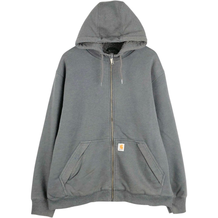 Carhartt Relaxed Fit Sweat Full Zip Hoodie, Men's XL cotton Charcoal Vintage Second Hand