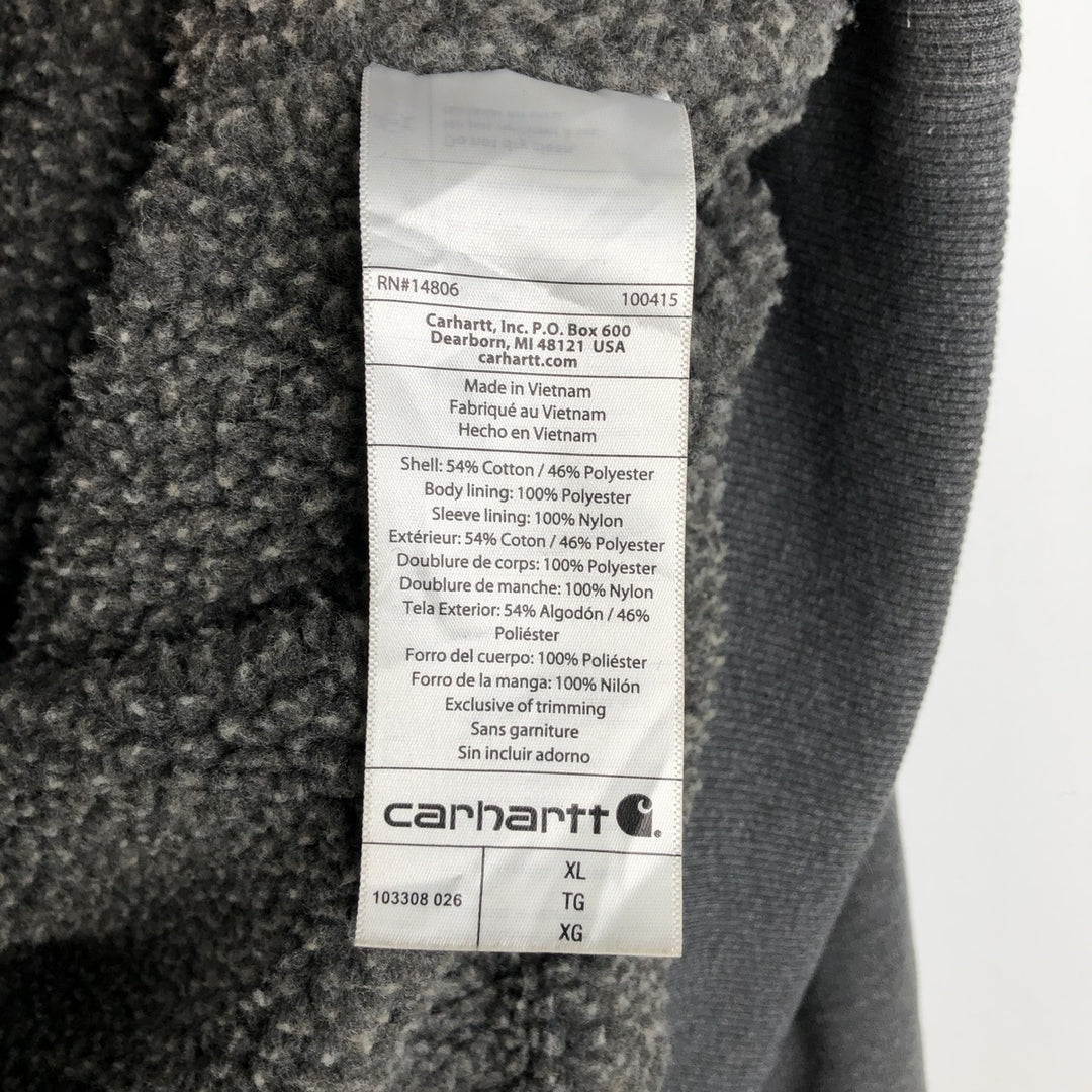 Carhartt Relaxed Fit Sweat Full Zip Hoodie, Men's XL cotton Charcoal Vintage Second Hand