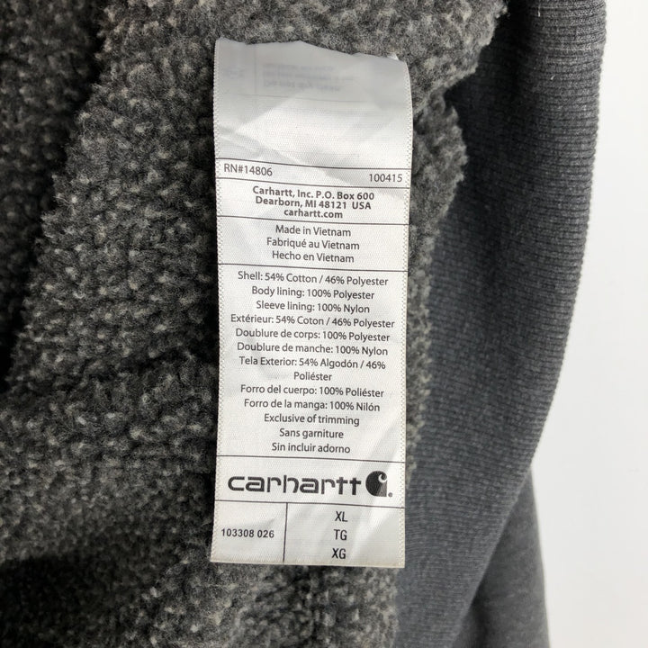Carhartt Relaxed Fit Sweat Full Zip Hoodie, Men's XL cotton Charcoal Vintage Second Hand