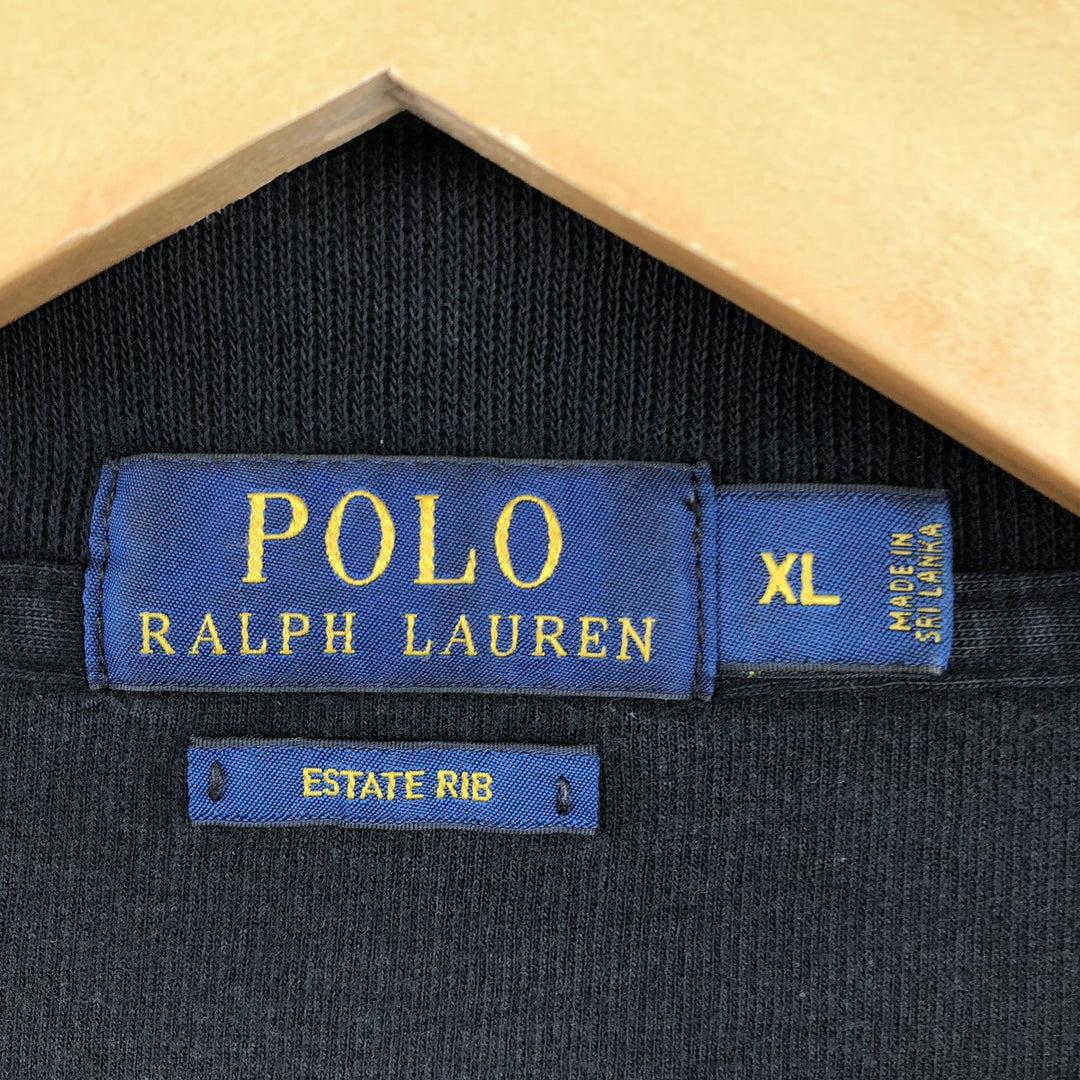 Ralph Lauren ESTATE RIB Full-Zip Sweatshirt, Men's Size XL (Equivalent), Long Sleeve unclear black type Vintage Second Hand