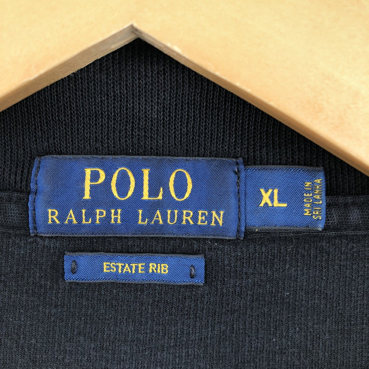 Ralph Lauren ESTATE RIB Full-Zip Sweatshirt, Men's Size XL (Equivalent), Long Sleeve unclear black type Vintage Second Hand