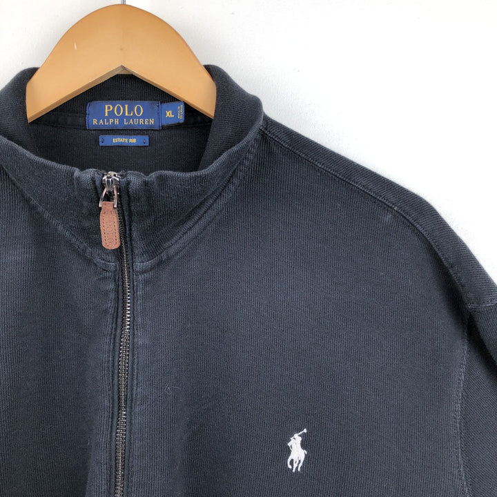 Ralph Lauren ESTATE RIB Full-Zip Sweatshirt, Men's Size XL (Equivalent), Long Sleeve unclear black type Vintage Second Hand