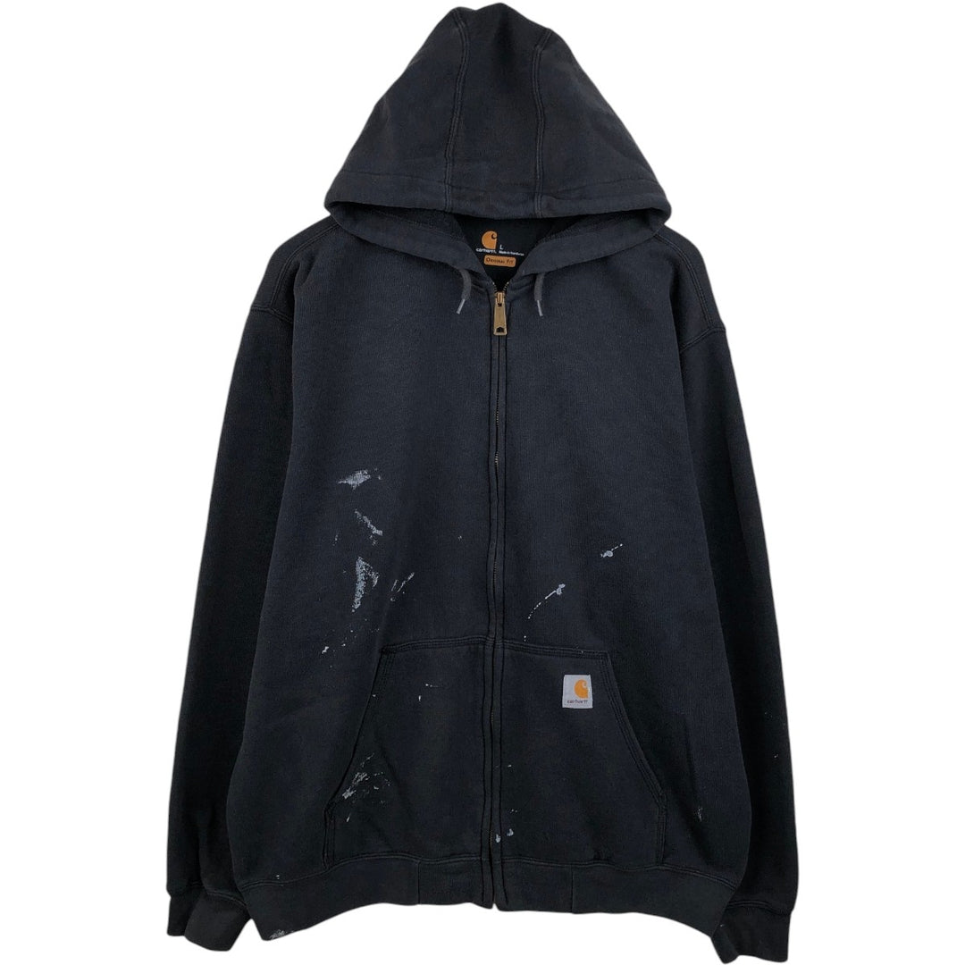Carhartt ORIGINAL FIT Sweat Full Zip Hoodie, Men's L size cotton black type Vintage Second Hand