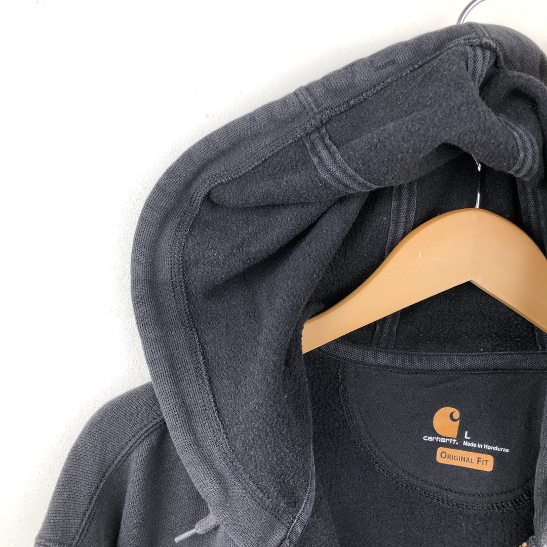 Carhartt ORIGINAL FIT Sweat Full Zip Hoodie, Men's L size cotton black type Vintage Second Hand