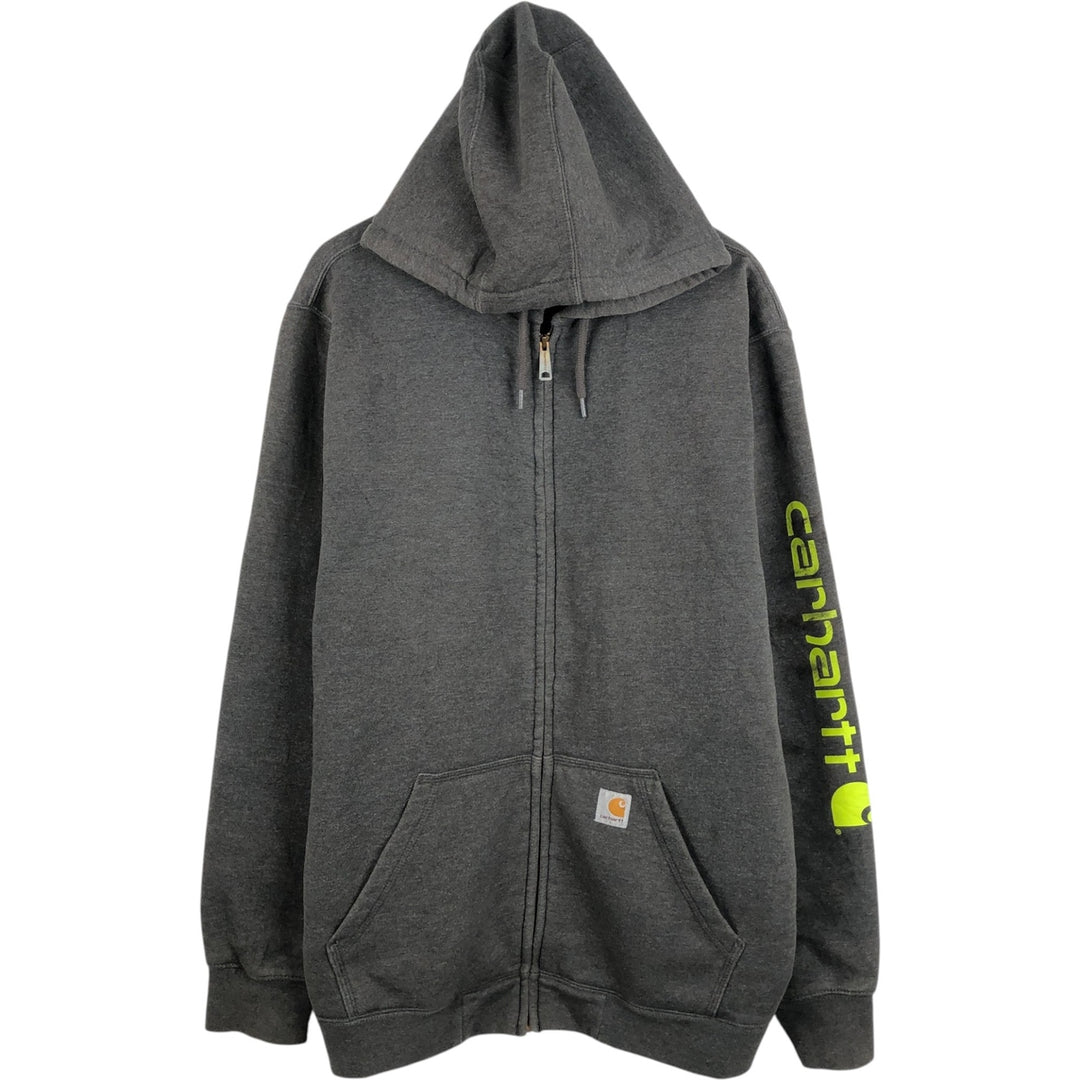 Carhartt Sweat Full Zip Hoodie Men's XXL cotton gray type Vintage Second Hand