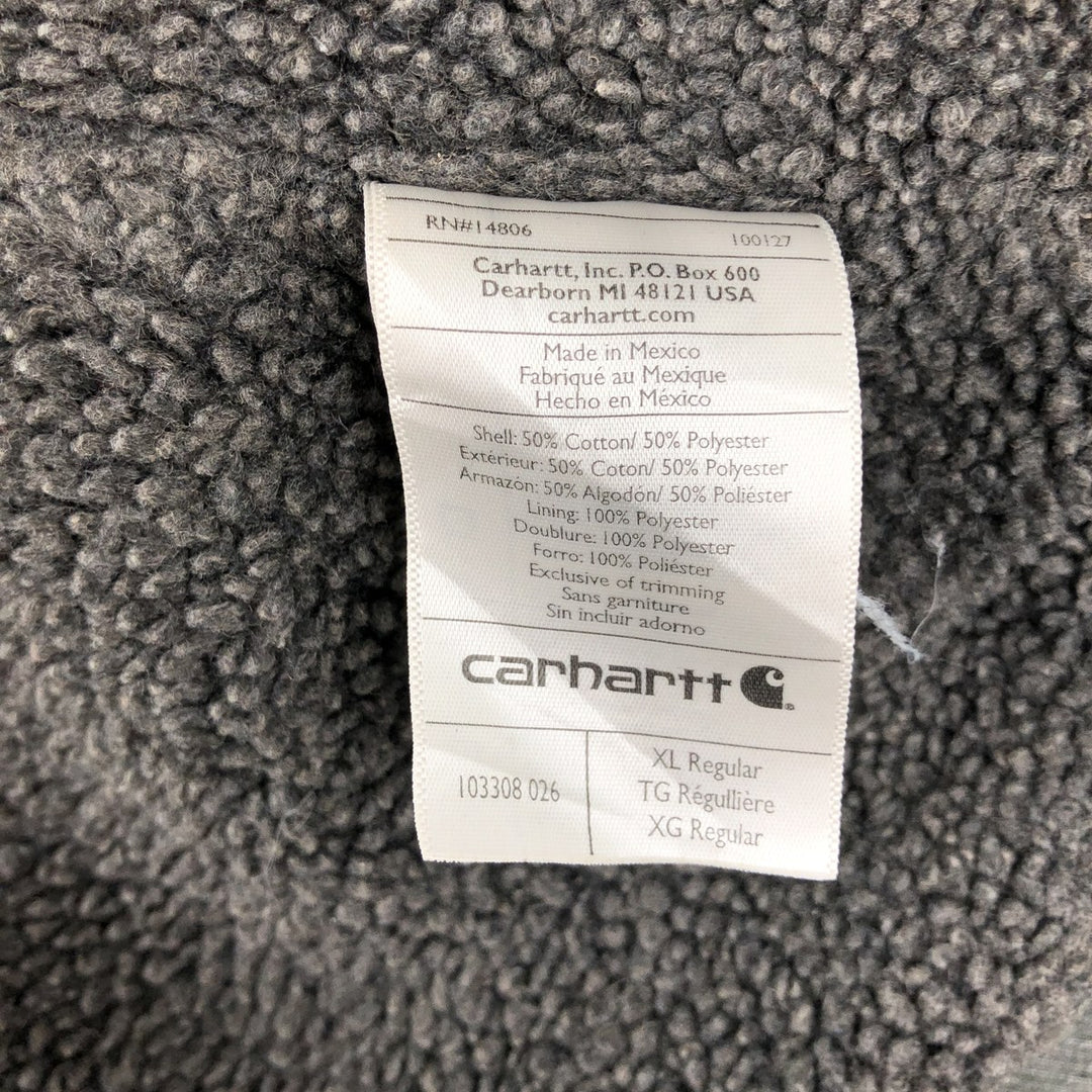Carhartt Sweat Full Zip Hoodie Men's XL cotton Charcoal Vintage Second Hand