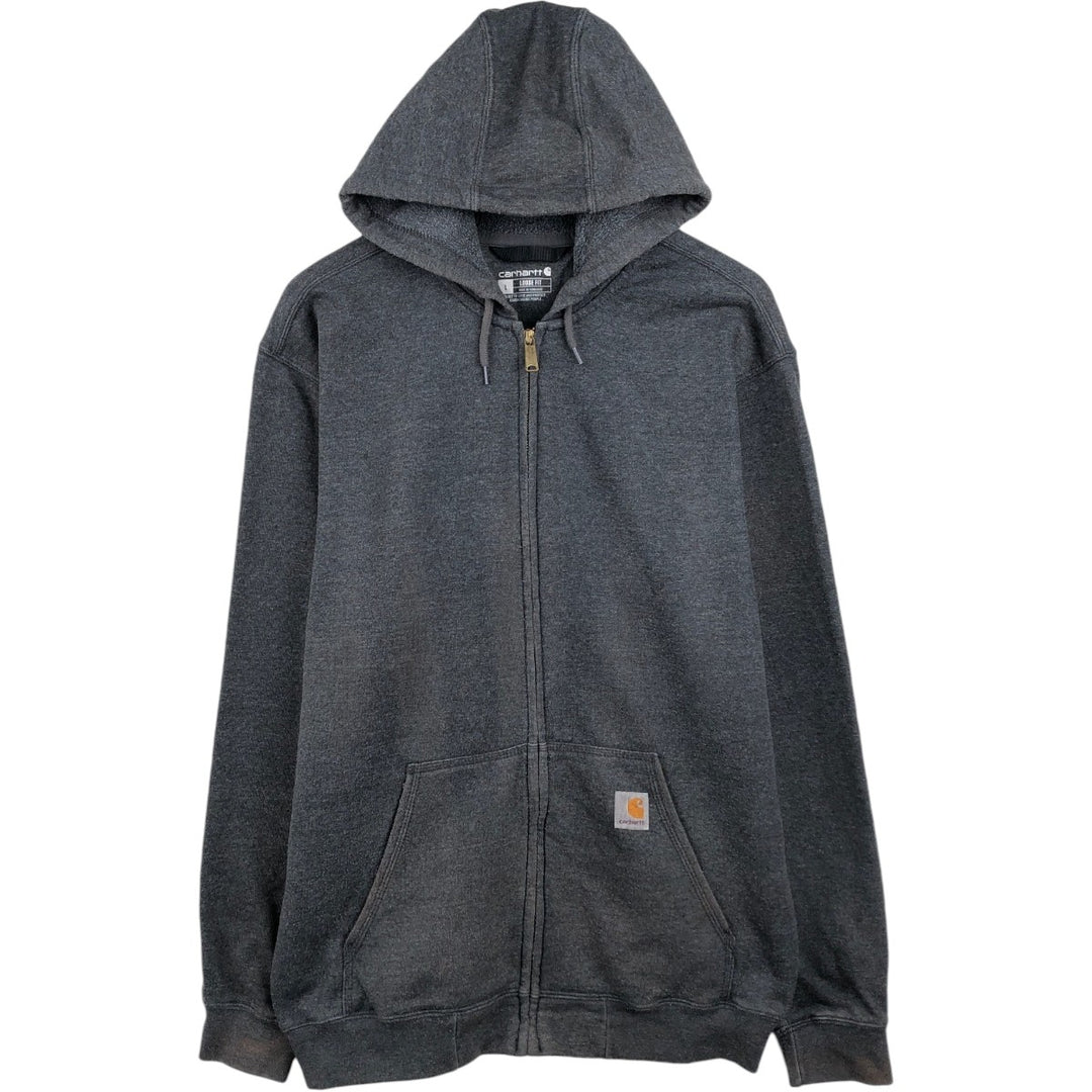 Carhartt Loose Fit Sweat Full Zip Hoodie, Men's L size cotton gray type Vintage Second Hand