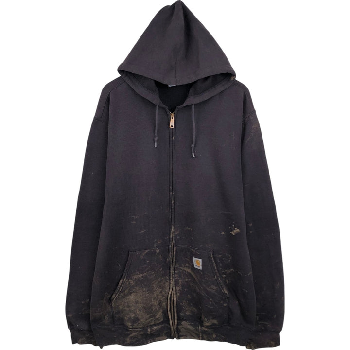 Carhartt full-zip sweatshirt hoodie, men's size L (approx.) cotton black type Vintage Second Hand