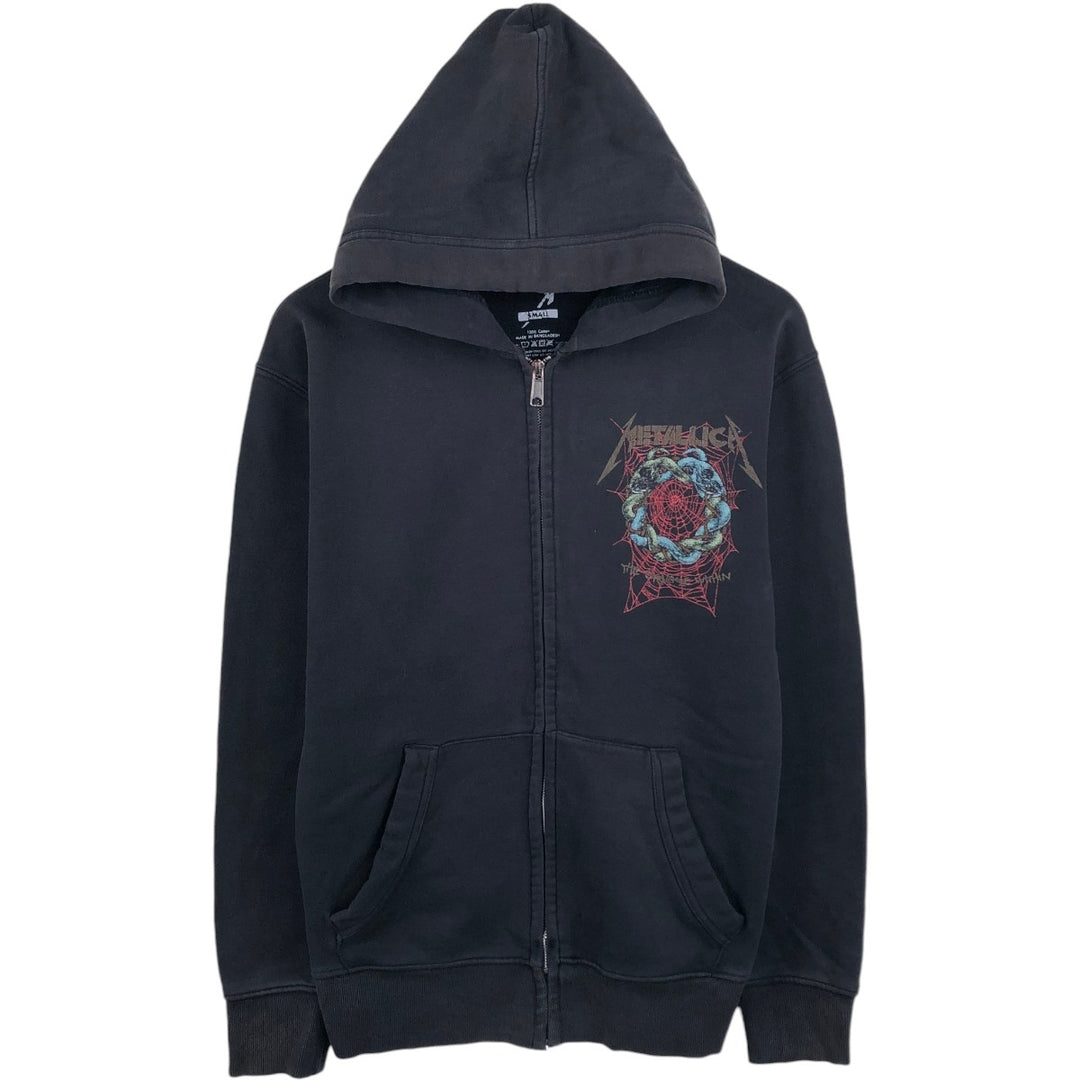 Metallica plain full-zip sweatshirt hoodie, men's size S. cotton black type Vintage Second Hand