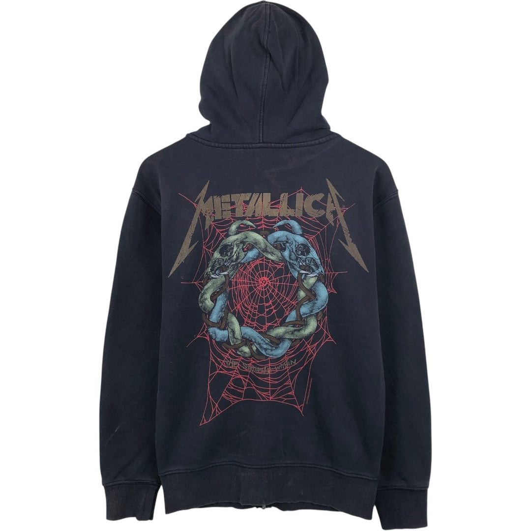 Metallica plain full-zip sweatshirt hoodie, men's size S. cotton black type Vintage Second Hand