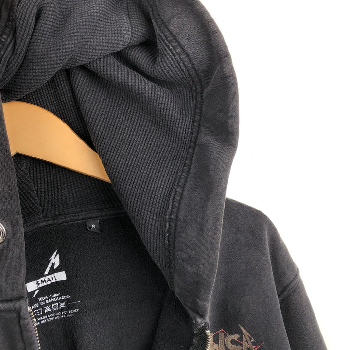 Metallica plain full-zip sweatshirt hoodie, men's size S. cotton black type Vintage Second Hand