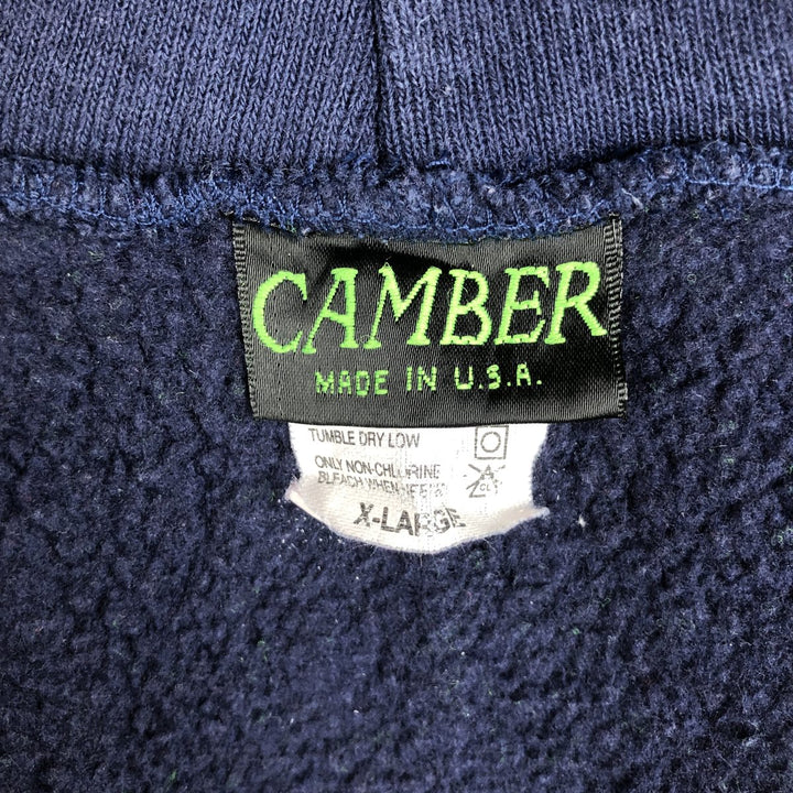 90'S CAMBER Advertising Full-Zip Sweatshirt Hoodie, Made in USA, Men's XL equivalent, Vintage cotton navy blue type Vintage Second Hand