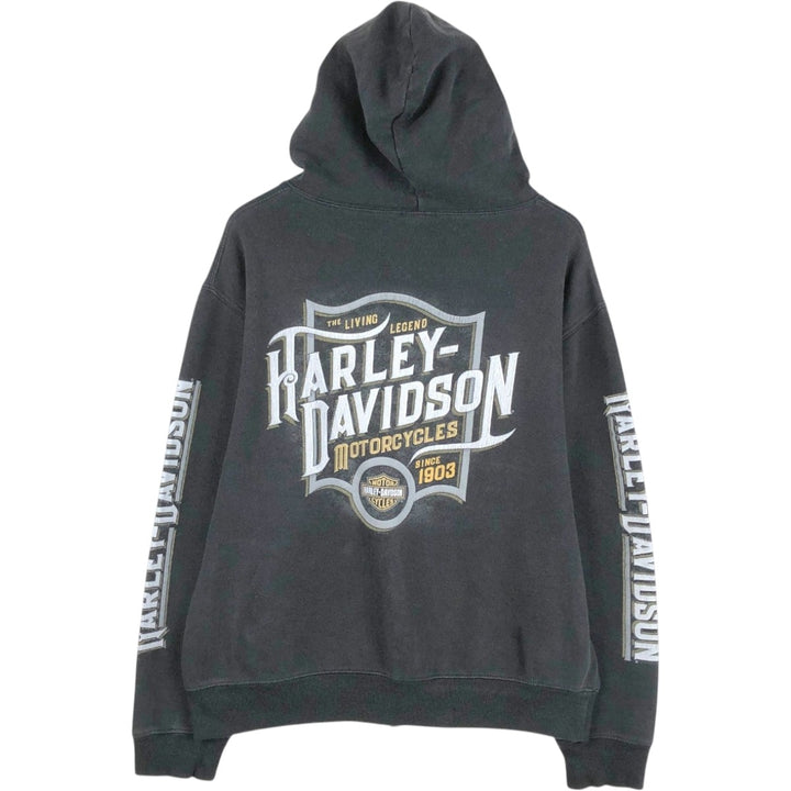 Harley-Davidson Sweat Full Zip Hoodie Men's L size cotton black type Vintage Second Hand