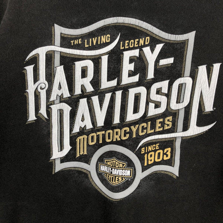 Harley-Davidson Sweat Full Zip Hoodie Men's L size cotton black type Vintage Second Hand