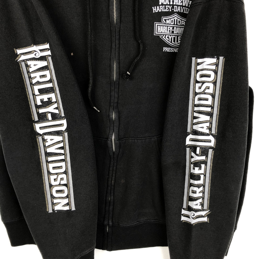 Harley-Davidson Sweat Full Zip Hoodie Men's L size cotton black type Vintage Second Hand