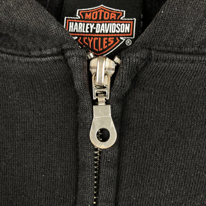 Harley-Davidson Sweat Full Zip Hoodie Men's L size cotton black type Vintage Second Hand