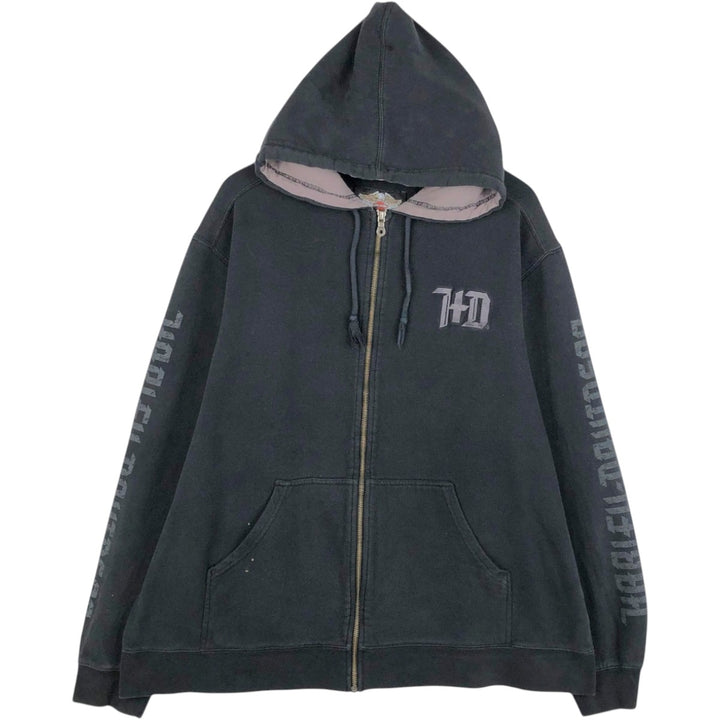 Harley-Davidson Men's Full-Zip Hoodie (XL) cotton black type Vintage Second Hand