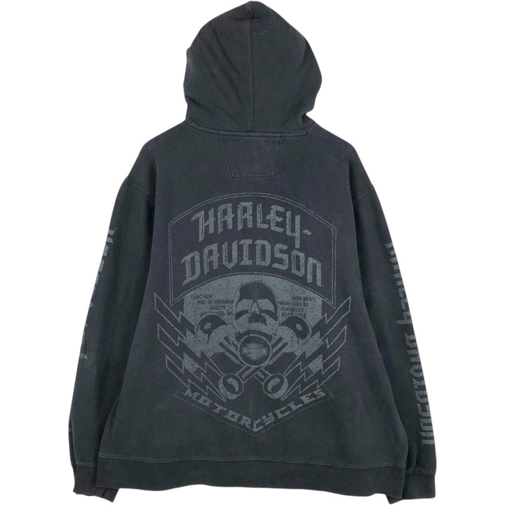 Harley-Davidson Men's Full-Zip Hoodie (XL) cotton black type Vintage Second Hand
