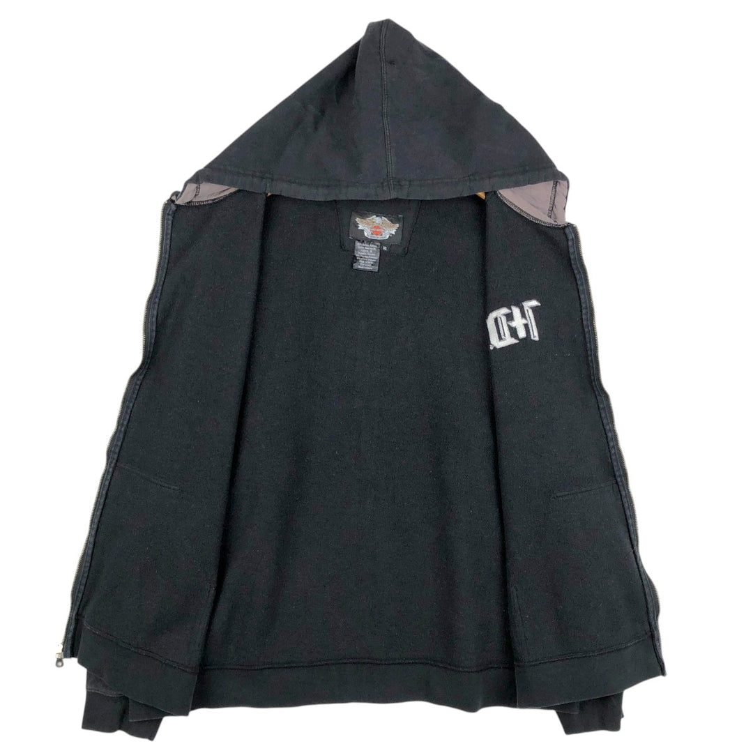 Harley-Davidson Men's Full-Zip Hoodie (XL) cotton black type Vintage Second Hand