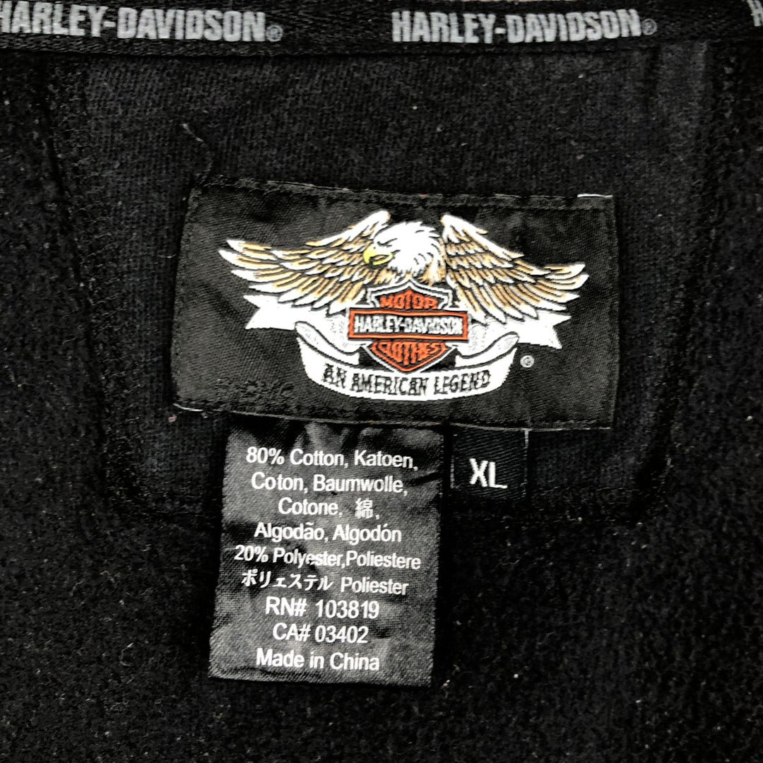 Harley-Davidson Men's Full-Zip Hoodie (XL) cotton black type Vintage Second Hand