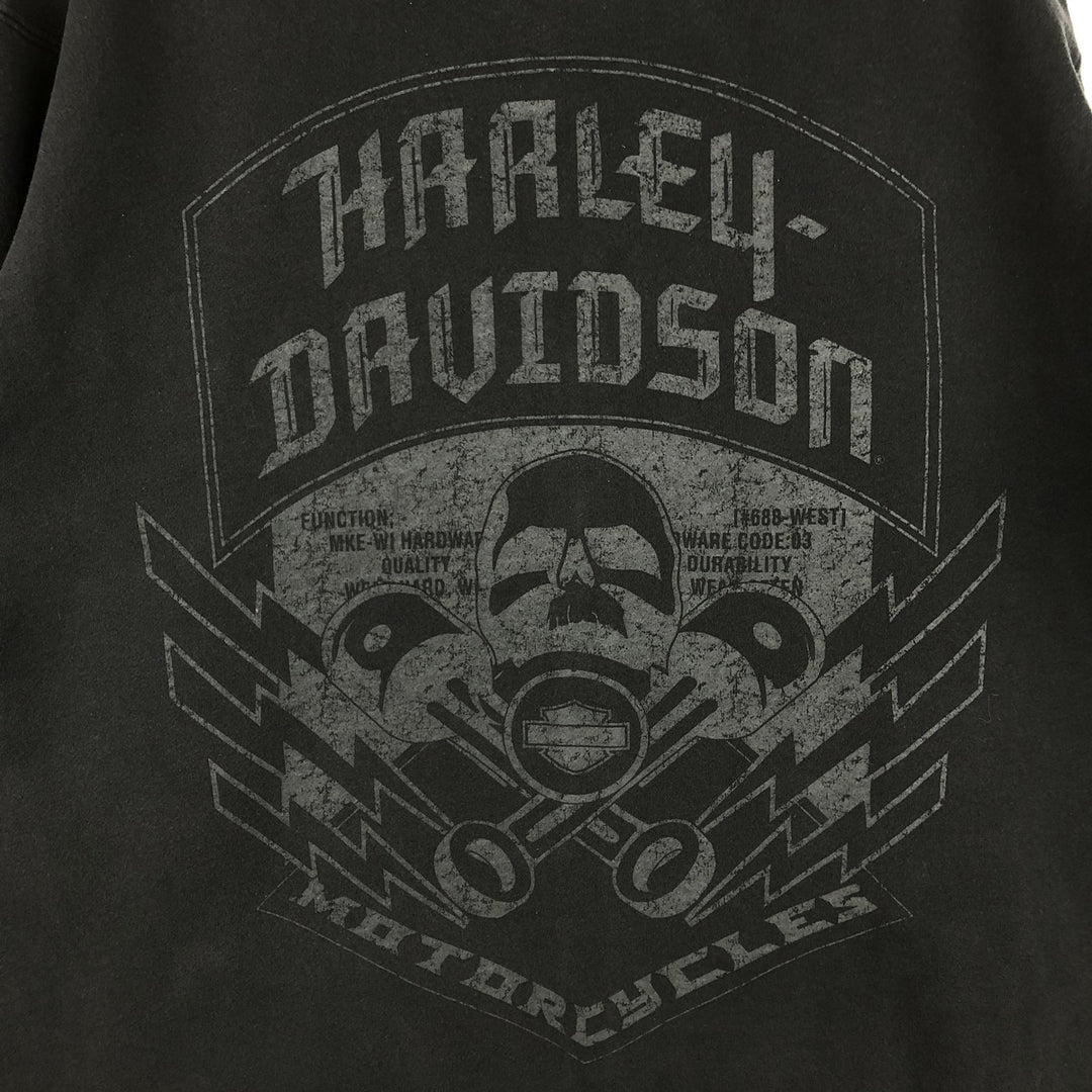 Harley-Davidson Men's Full-Zip Hoodie (XL) cotton black type Vintage Second Hand